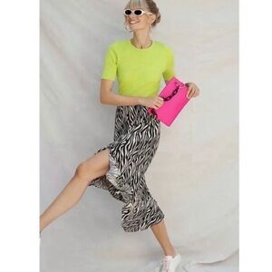 Anthropologie Black and White Midi Skirt with Slit